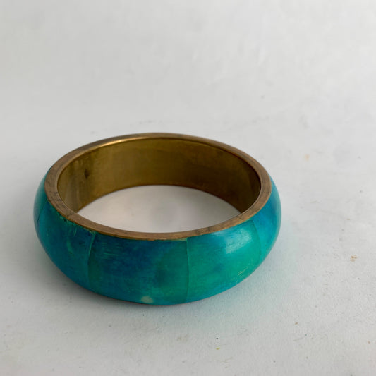 Turquoise Brass Solid Bangle Bracelet