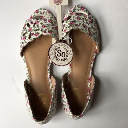 SO Loach Floral Flats Shoes New Size 8