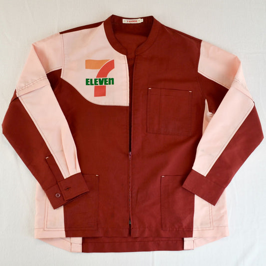 7 Eleven Vintage Japan Work Employee Jacket Shirt Zipper Short Long Sleeve Medium