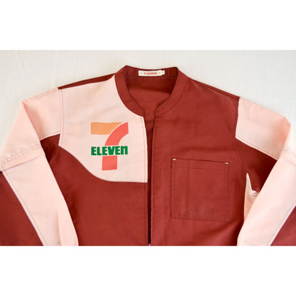 7 Eleven Vintage Japan Work Employee Jacket Shirt Zipper Short Long Sleeve Medium