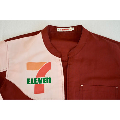 7 Eleven Vintage Japan Work Employee Jacket Shirt Zipper Short Long Sleeve Medium
