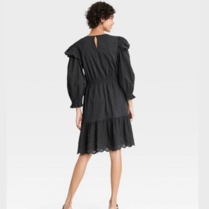 Universal Thread Gray Ruffle Long Sleeve Dress