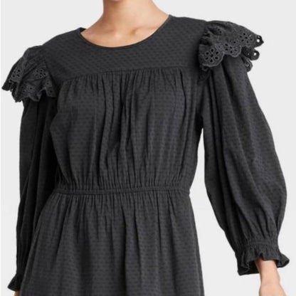 Universal Thread Gray Ruffle Long Sleeve Dress