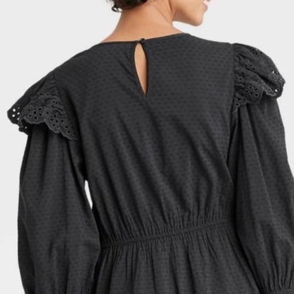 Universal Thread Gray Ruffle Long Sleeve Dress