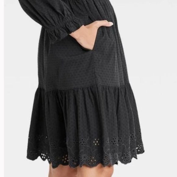 Universal Thread Gray Ruffle Long Sleeve Dress