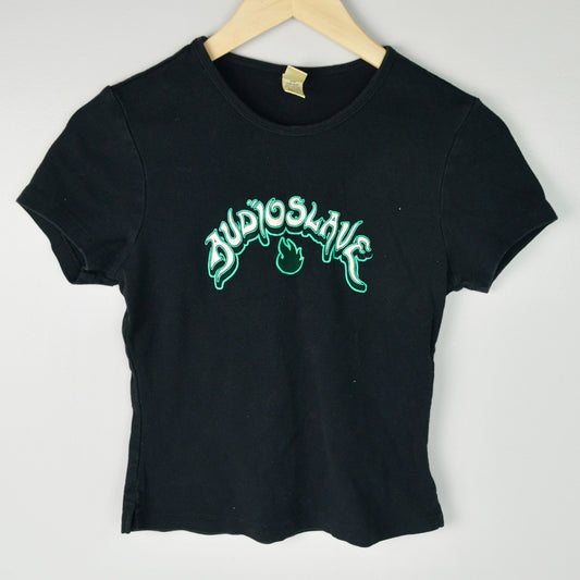 Audioslave Junior's Medium Kavio Black Green Logo Tee Y2K