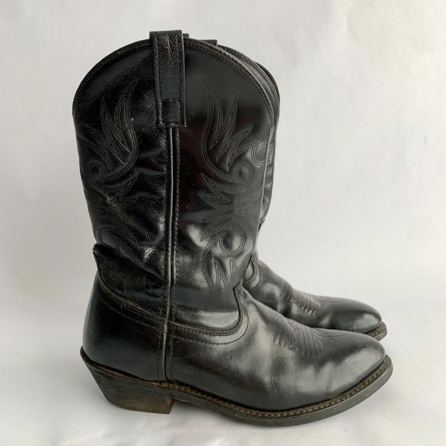 Laredo 4240 Black Shiny Men's Cowboy Boots Vintage Size 9 EW