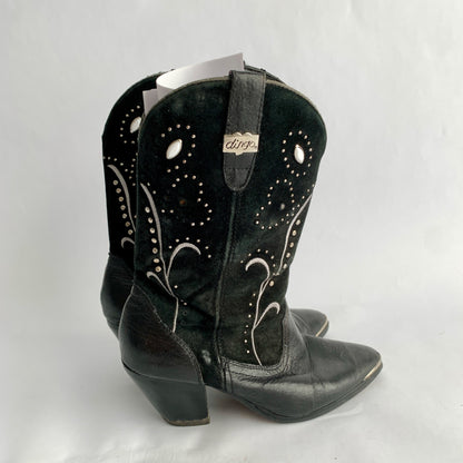 Dingo Vintage Suede Leather Embellished Cowboy Boots 6.5 M Ava DI 587