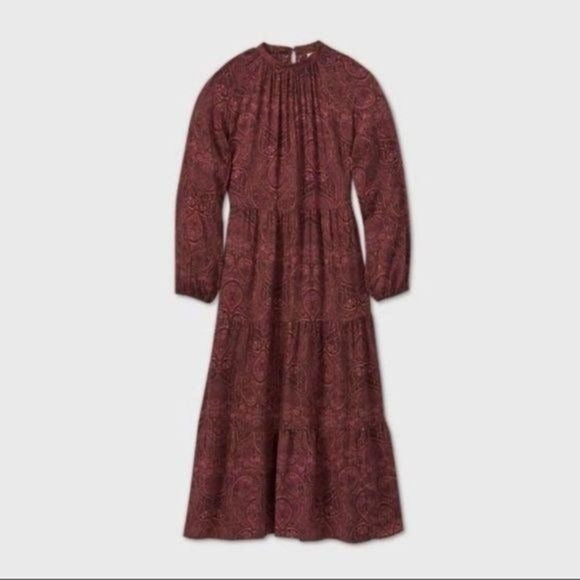 NEW a new day Purple Paisley Longsleeve Dress