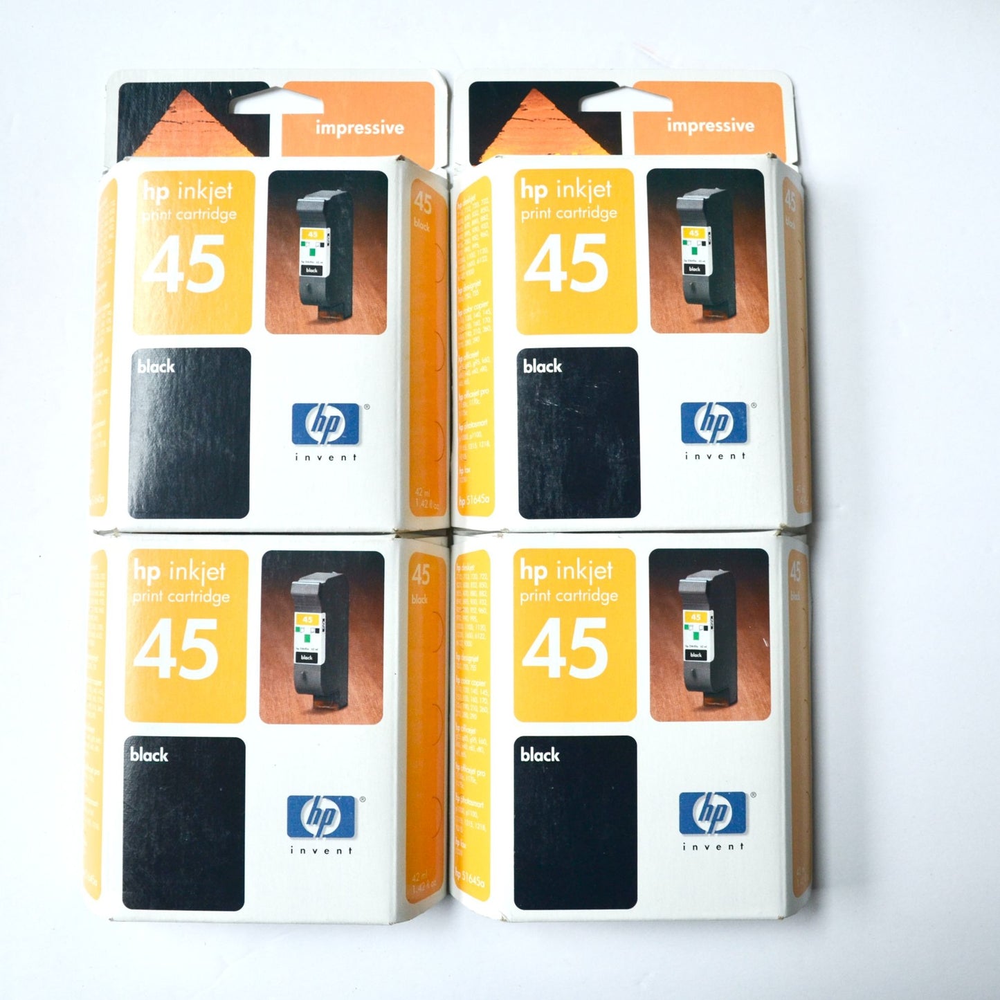HP Inkjet Black 45 Printer Inks Lot of 4 BEST BUY DATE OF OCT 2005 !!!