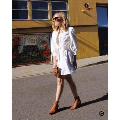 New Who What Wear White Puff Sleeve White Dress