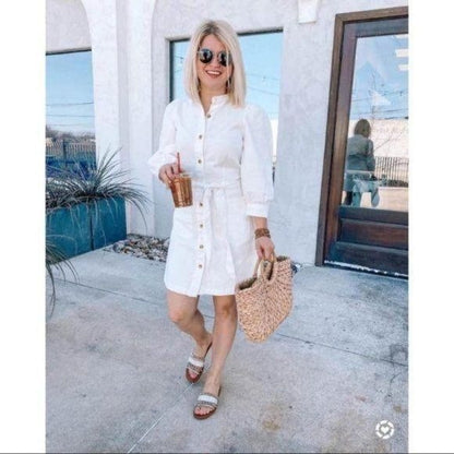 New Who What Wear White Puff Sleeve White Dress