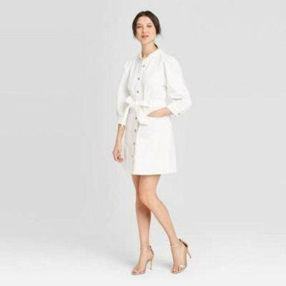 New Who What Wear White Puff Sleeve White Dress