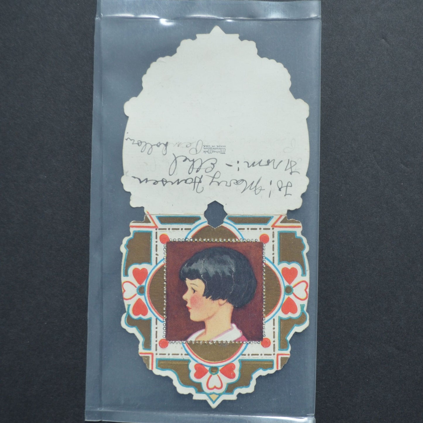 Whitney Made Vintage Die Cut Valentine Girl Portrait