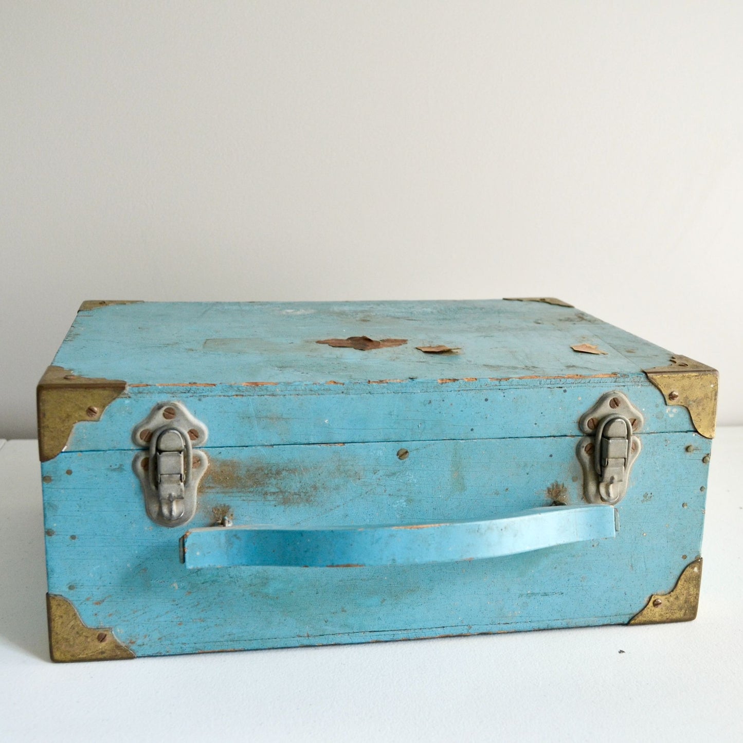 Vintage Roller Skate Wood Case Box Blue "Moulton's Rollerdrome Rush City, MN"