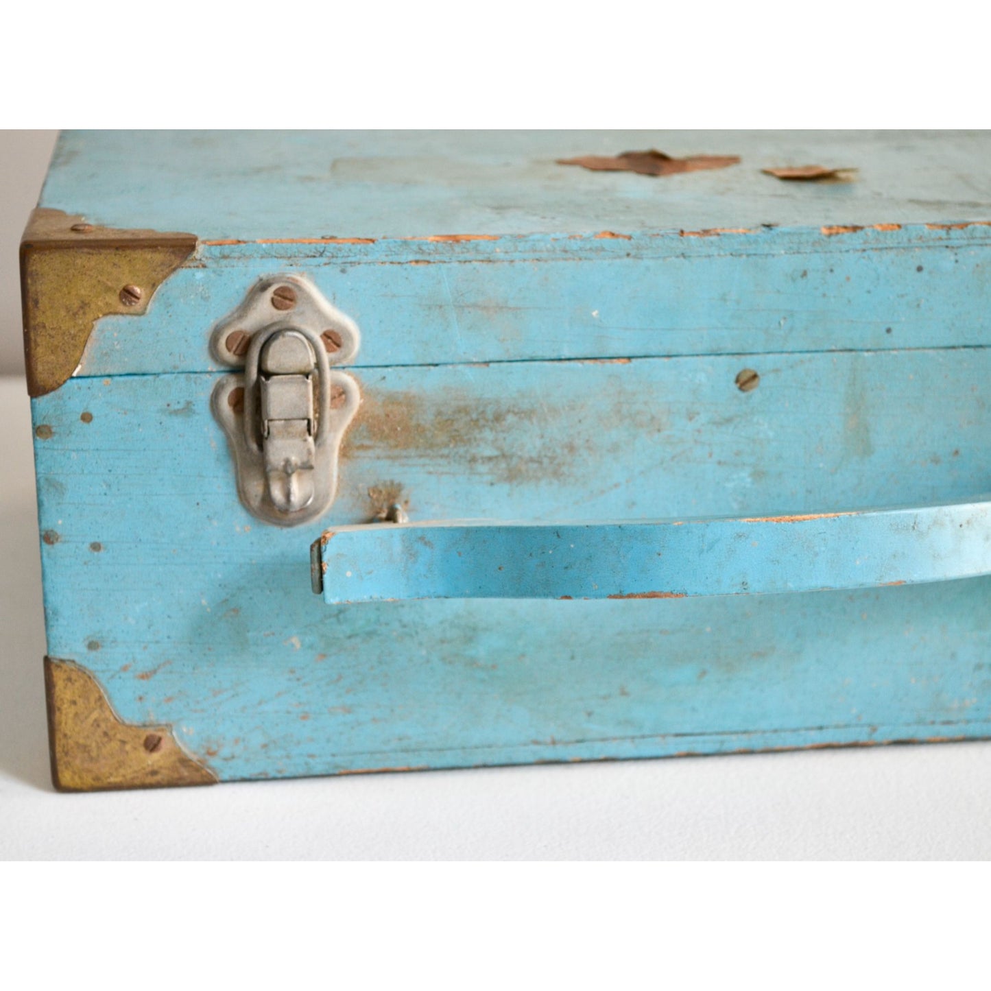 Vintage Roller Skate Wood Case Box Blue "Moulton's Rollerdrome Rush City, MN"