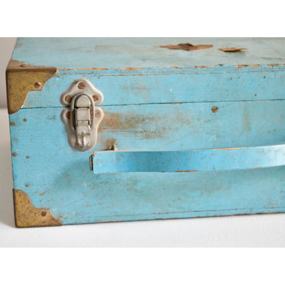 Vintage Roller Skate Wood Case Box Blue "Moulton's Rollerdrome Rush City, MN"