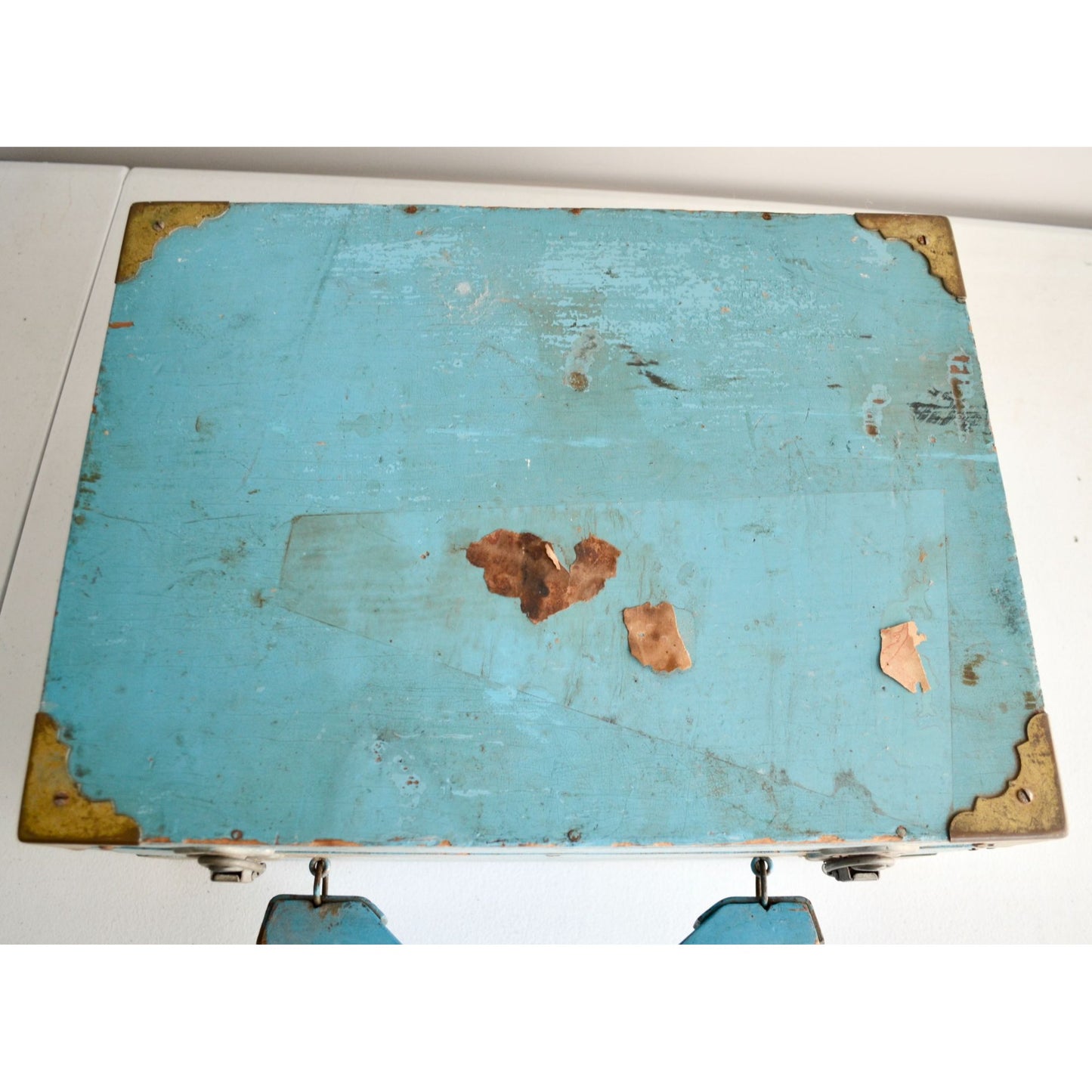 Vintage Roller Skate Wood Case Box Blue "Moulton's Rollerdrome Rush City, MN"