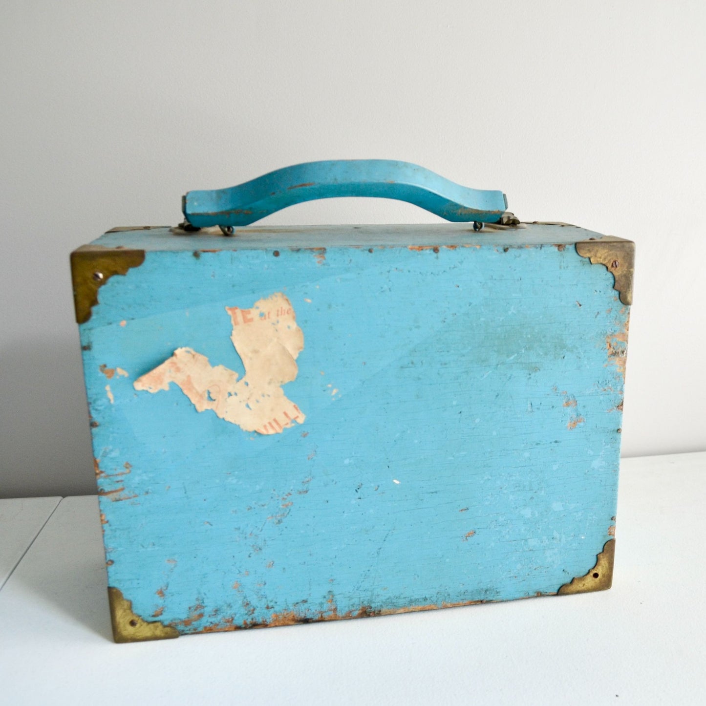 Vintage Roller Skate Wood Case Box Blue "Moulton's Rollerdrome Rush City, MN"