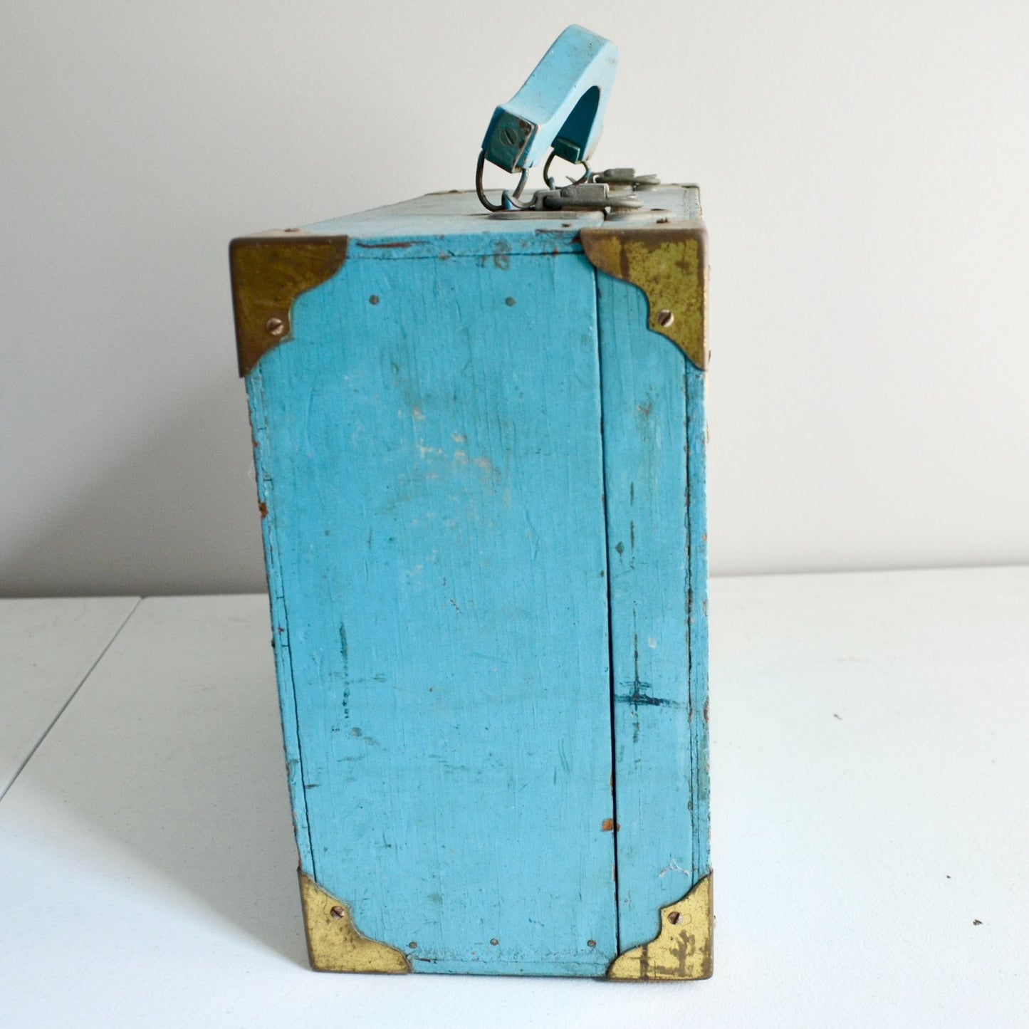 Vintage Roller Skate Wood Case Box Blue "Moulton's Rollerdrome Rush City, MN"