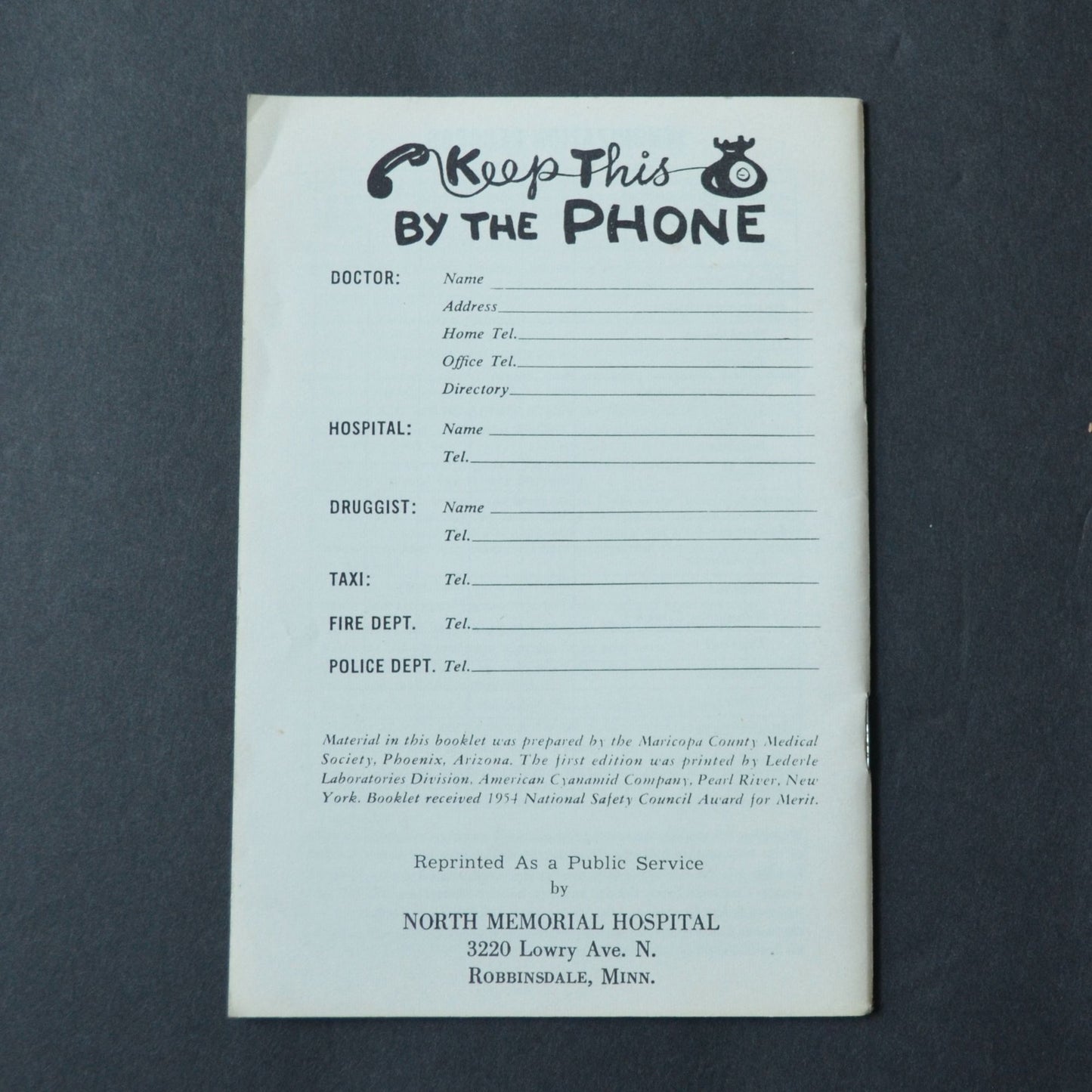 What's the Answer Booklet About Child Accidents North Memorial Hospital 1954