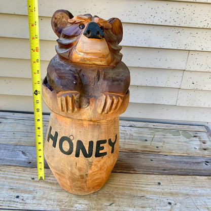 Vintage Chainsaw Art Wood Bear Carving 20" Honey Carved Folk-art