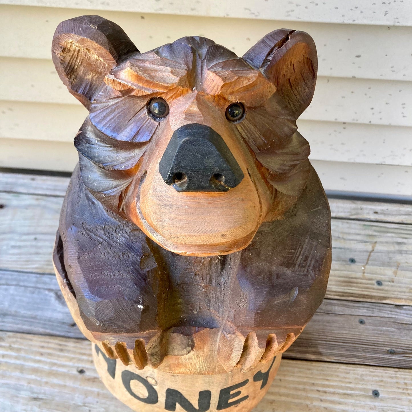 Vintage Chainsaw Art Wood Bear Carving 20" Honey Carved Folk-art