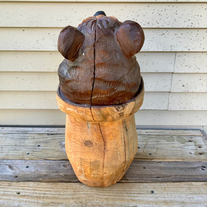 Vintage Chainsaw Art Wood Bear Carving 20" Honey Carved Folk-art