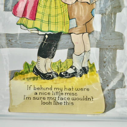 Vintage Antique Postcard Behind My Hat Fence
