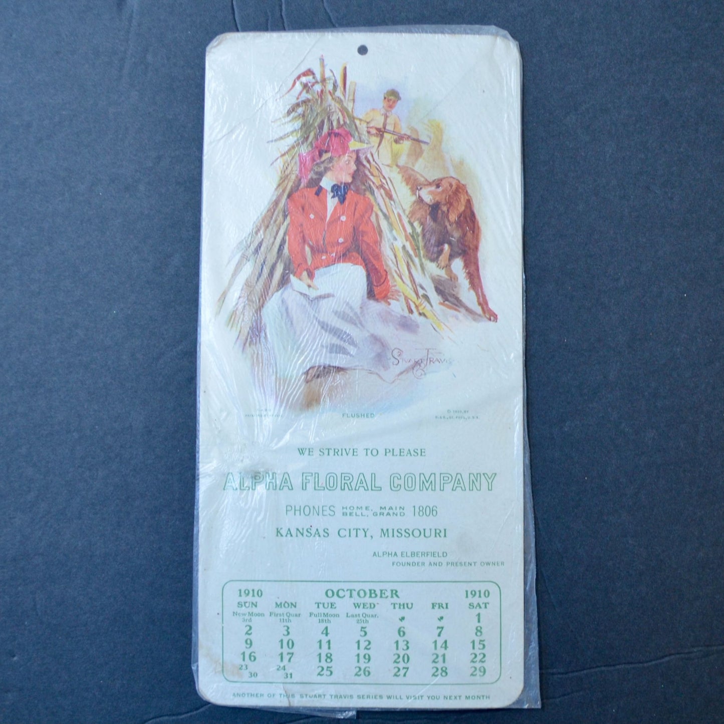 Antique October 1910 Advertising Calendar Alpha Floral Company Kansas City MO