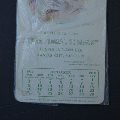 Antique October 1910 Advertising Calendar Alpha Floral Company Kansas City MO