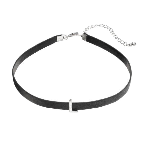 New Monogram Faux Leather Choker Necklace “L”