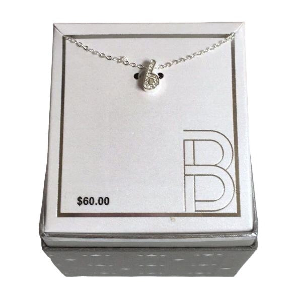 Silver-Plated CZ Initial “B” Pendant Necklace