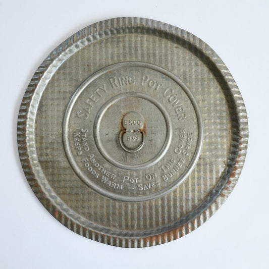 EKCO Safety Ring Pot Cover Vintage Metal  8 1/2