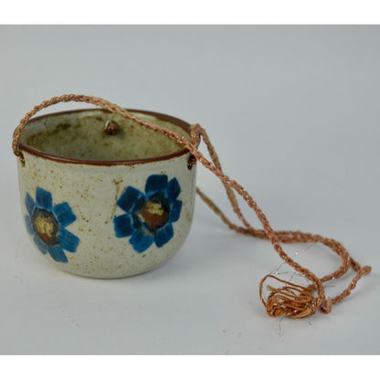 Vintage Ceramic Floral Hanging Flower Pot Japan Speckled