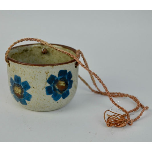 Vintage Ceramic Floral Hanging Flower Pot Japan Speckled