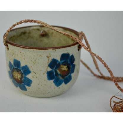 Vintage Ceramic Floral Hanging Flower Pot Japan Speckled
