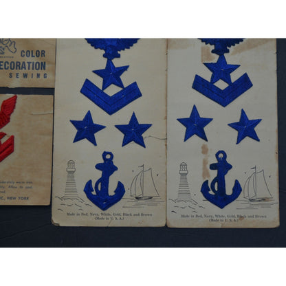 Vintage Middy Emblems Patches Nautical Set of 3 Unused