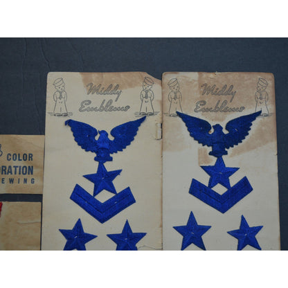 Vintage Middy Emblems Patches Nautical Set of 3 Unused