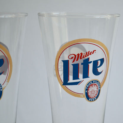 Lot 3 Miller Lite Minnesota Vikings Beer Glasses 8.5" Pilsner Glass NFL Helmet
