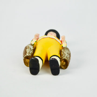 Hand-Painted Ceramic Farmer Figurine In Traditional Outfit Holding Milk Cans