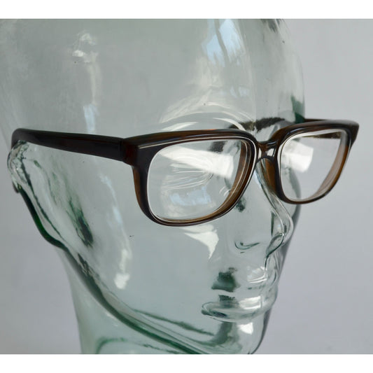 Vintage Plastic Rim Eyeglasses Brown Buddy Holly Hipster Glasses 1970's Paris