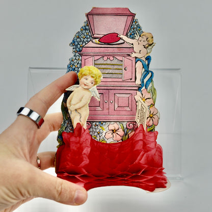 Vintage Victorian Valentine Card Cherubs Flowers To My