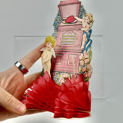 Vintage Victorian Valentine Card Cherubs Flowers To My