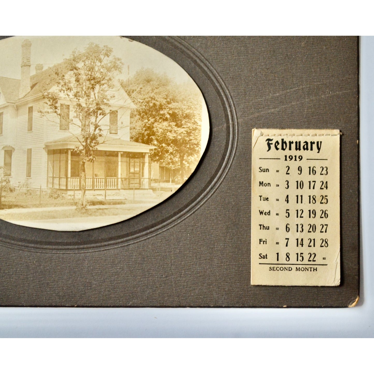 Antique 1919 Wall Calendar February - December House Photograph