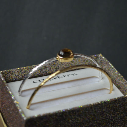 City x City Bangle Bracelet Pair Brown Stone Gold Silver