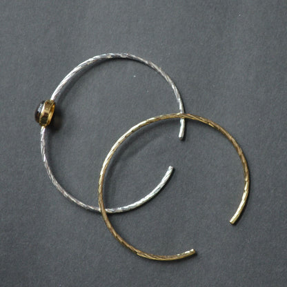 City x City Bangle Bracelet Pair Brown Stone Gold Silver