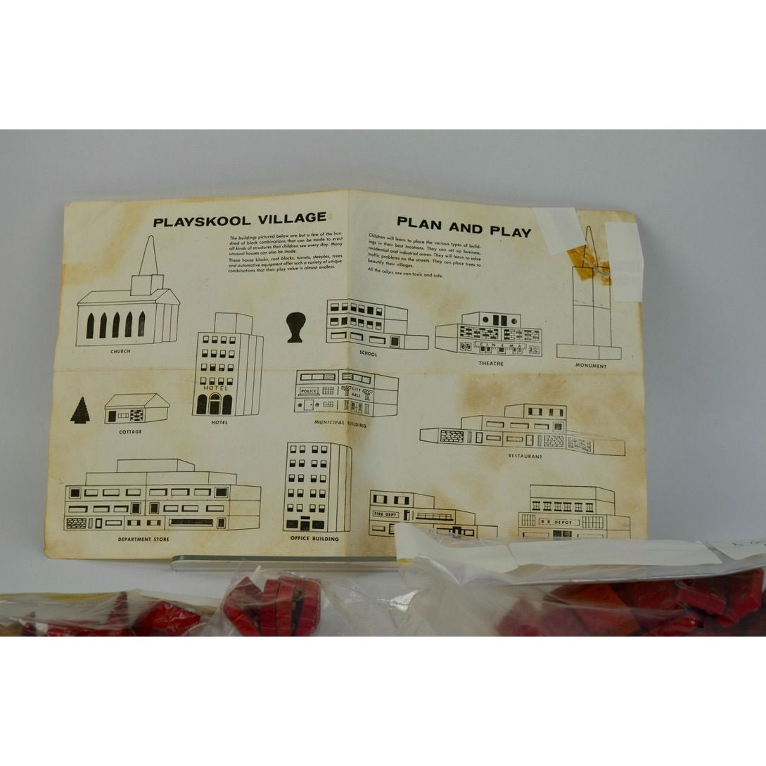 Playskool Village Plan and Play Wooden Set Vintage Bricks