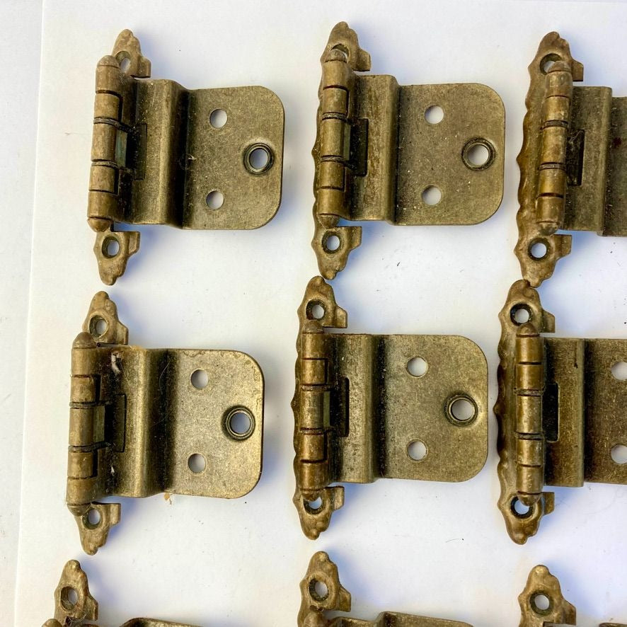 Lot 20 Vintage Self-Closing Cabinet Hinges Brass Finish Antique Original