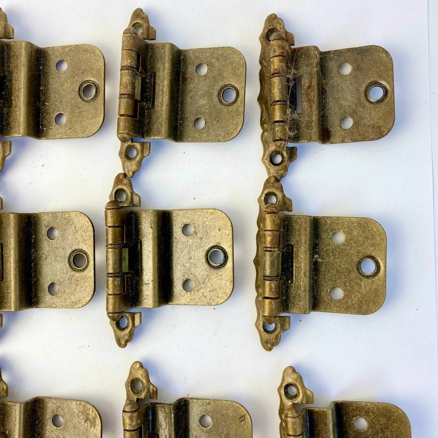Lot 20 Vintage Self-Closing Cabinet Hinges Brass Finish Antique Original